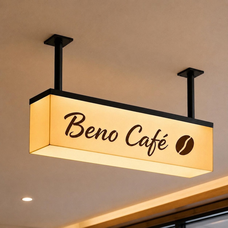Customized Acrylic Double-sided Hanging Light Box, Ceiling Advertisement Signs, Store Indoor LED Luminous Display Billboard image 4
