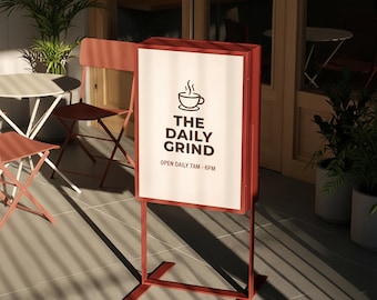 Outdoor Standing Sign Box Customized, Business Logo Double-side Display Signs, Vertical Storefront Illuminated Light Box, Coffee Shop Decor