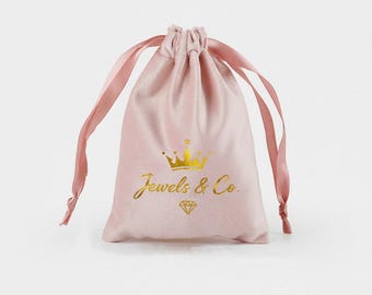 Custom Velvet Jewelry Pouch with Ribbon, Personalized Logo Drawstring Bags for Jewelry Packaging, Gift Bags for Weddings and Events