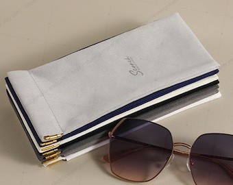 Custom Glasses Jewelry Closing Spring Bag, Personalized Eyewear Storage Microfiber Bag with Logo | Soft Protective Case for Gift Business