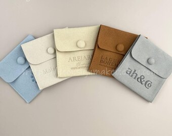 100Pcs 8*8cm Personalized Microfiber Jewelry Pouches High Quality Custom Envelope Bags with Brand Logo Thickened