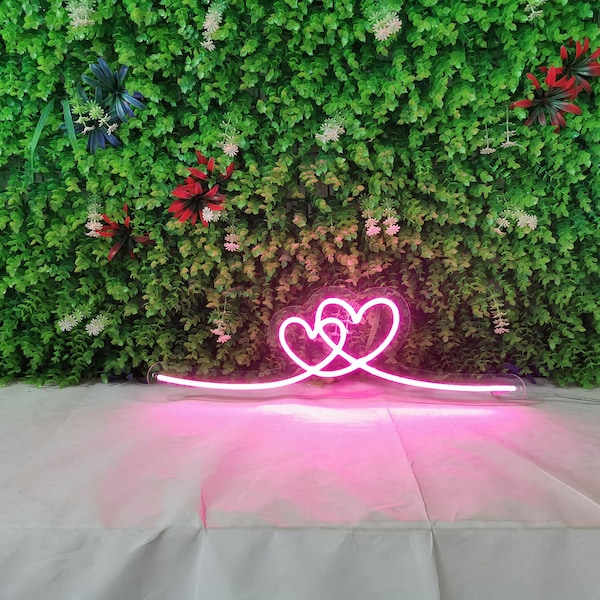 Mini Double Heart Neon Sign/Custom Neon Sign/Neon Sign/Cute Neon Sign/Wall Neon Sign/Wall Decor/Wedding Decor/Neon Light/Anime Neon Sign