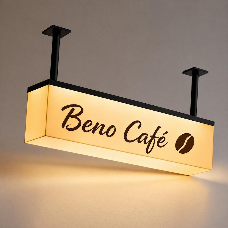 Customized Acrylic Double-sided Hanging Light Box, Ceiling Advertisement Signs, Store Indoor LED Luminous Display Billboard image 3