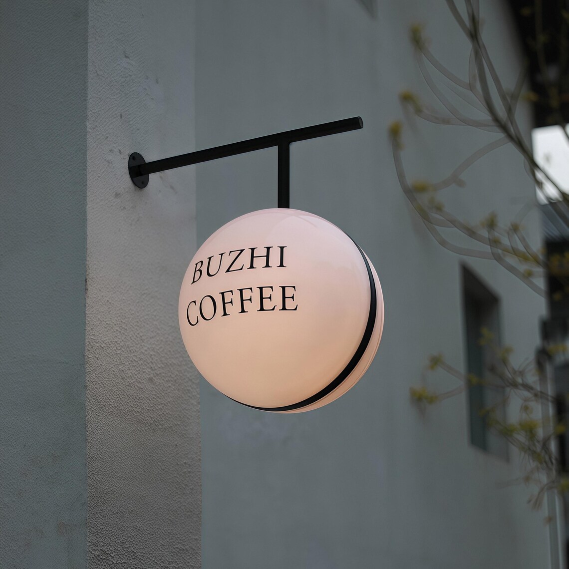 Custom Outdoor Wall Mounted Store Sign, Round Shop Double Side Light ...
