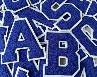 A-Z Chenille Letters Patch, Blue Iron On Patches, 4.5 Inches Letter Patch, Personalized Gift, Letter Patches for Clothing/Team/Decoration