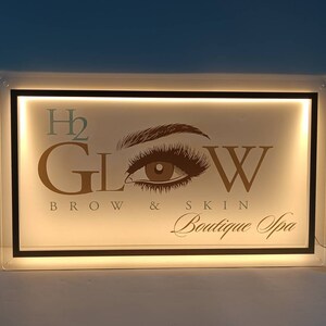 Custom Acrylic Backlit Signs - Rectangle Acrylic Sign With Metal Patch ...