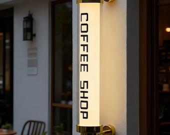 Custom Coffee Bar Sign, Acrylic Wall Art Led Light, Round Tube Light Box, Outdoor Wall Light With Logo, Printed Box Display