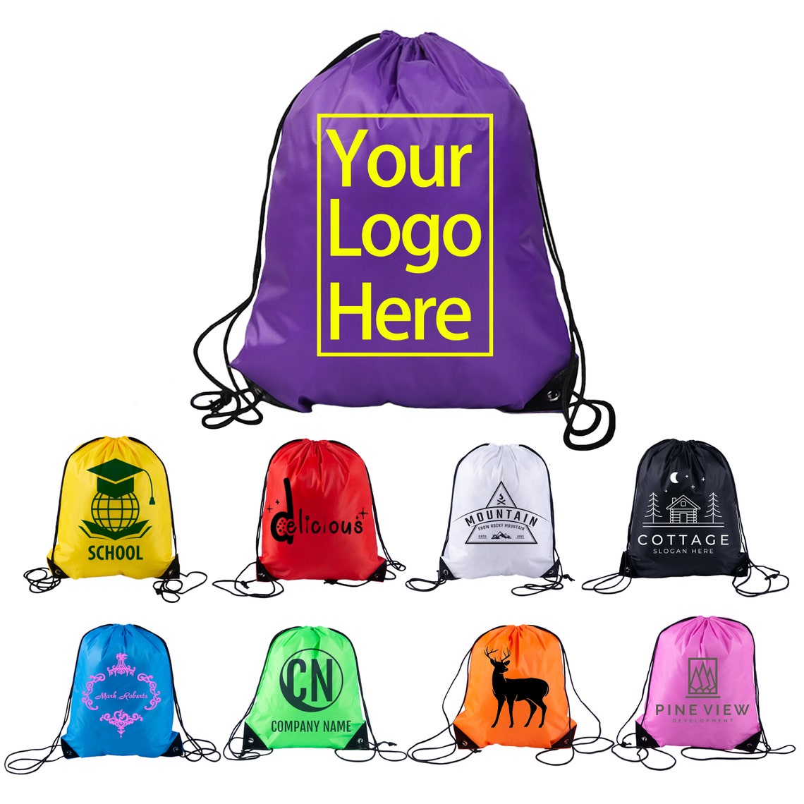 Custom Drawstring Backpack Oxford Cloth - 100 Pack - Customizable Logo ...