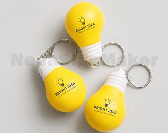 Lightbulb Keychain Charm, PU Foam Squeeze Toy Key Pendant, Custom Personalized Gift, Soft Stress Relief Bag Charm