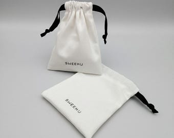 Custom Cotton Drawstring Storage Bags 100pcs, Printed With Logo Jewelry Pouch Bag, Perfect For wedding Favors