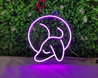 Mini Sleepy Dog Neon Sign/Custom Neon Sign/Neon Sign/Cute Neon Sign/Wall Neon Sign/Wall Decor/Wedding Decor/Neon Light/Anime Neon Sign