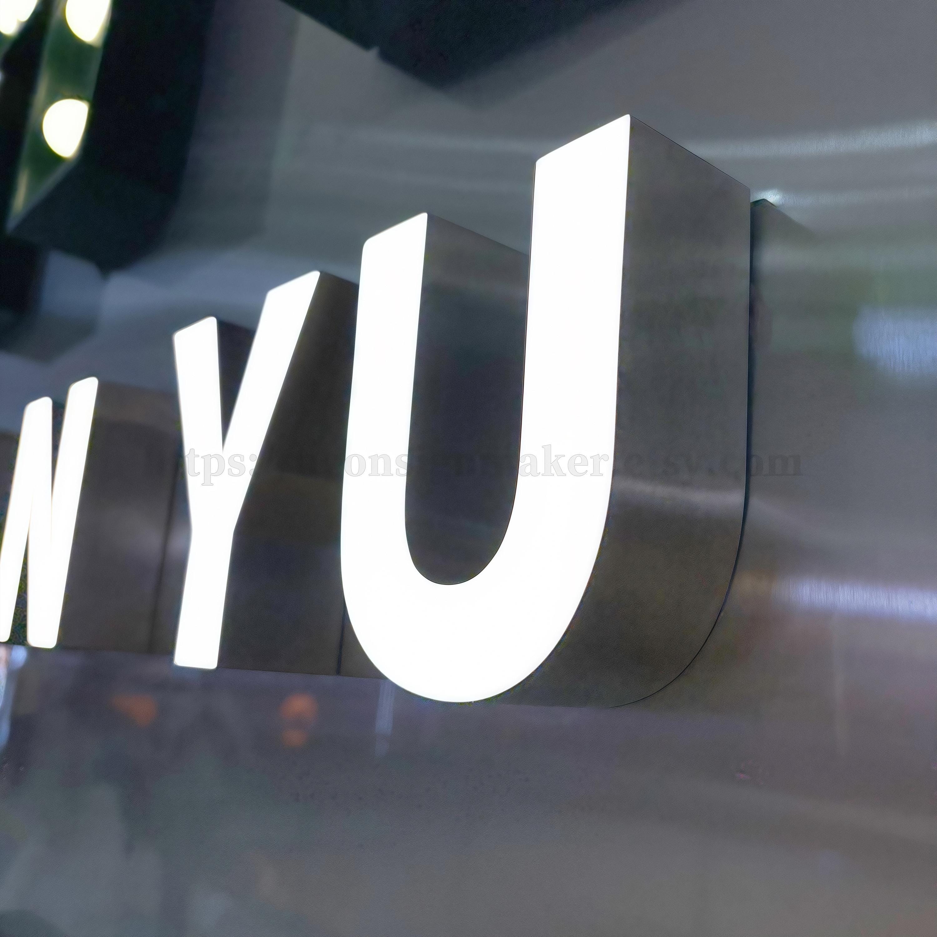 Luminous Letters Cladding Custom 3D Steel Front Luminous Letter Signs - Personalized LED Backlit ...