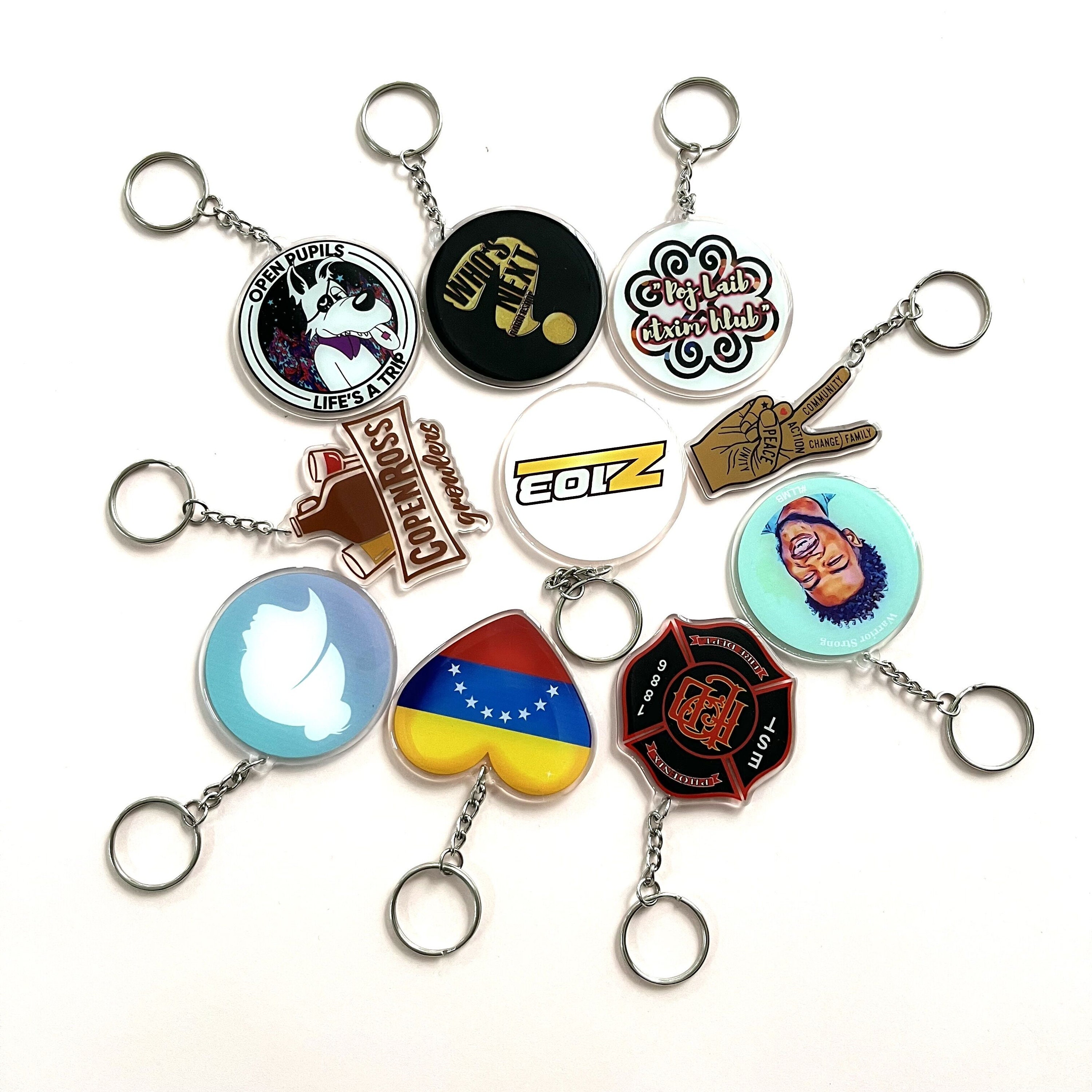100 Pcs Custom Logo Keychain Personalized Full Color Picture Etsy