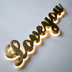 Placa de metal 3D personalizada com luz de fundo, placa iluminada para empresas, placa de logotipo de parede personalizada, placa de logotipo LED 3D para escritório, loja de beleza, salão de beleza