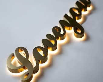 Custom 3D Metal Backlit Sign, illuminated Sign for Business, Personalized Wall Logo Sign, 3D LED Logo Sign for Office, Beauty Shop, Salon