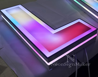 Custom 3D Colorful Luminous Letter Sign, RGB Colorful Running Characters, Personalized Logo Led Signs For Business, Beauty Salon Bar Sign