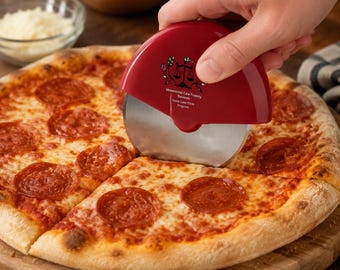 Custom Pizza Cutter, Personalized Stainless Steel Pizza Slicer, Printed Kitchen Gift, Pizza Lover Gift, Custom Logo Restaurant Giveaway