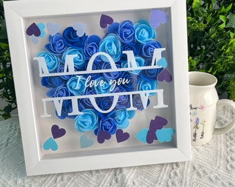 Customized Mother's Day photo frame gift, personalized DIY name heart-shaped colorful rose photo frame, Valentine's Day gift, Birthday gift