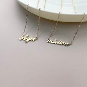 Weihnachtsgeschenk 14k 18k Echtgoldhalskette mit Handschrift Name, Buchstabenkette, Valentinstagsgeschenk, Muttertagsgeschenk, personalisiertes Geschenk