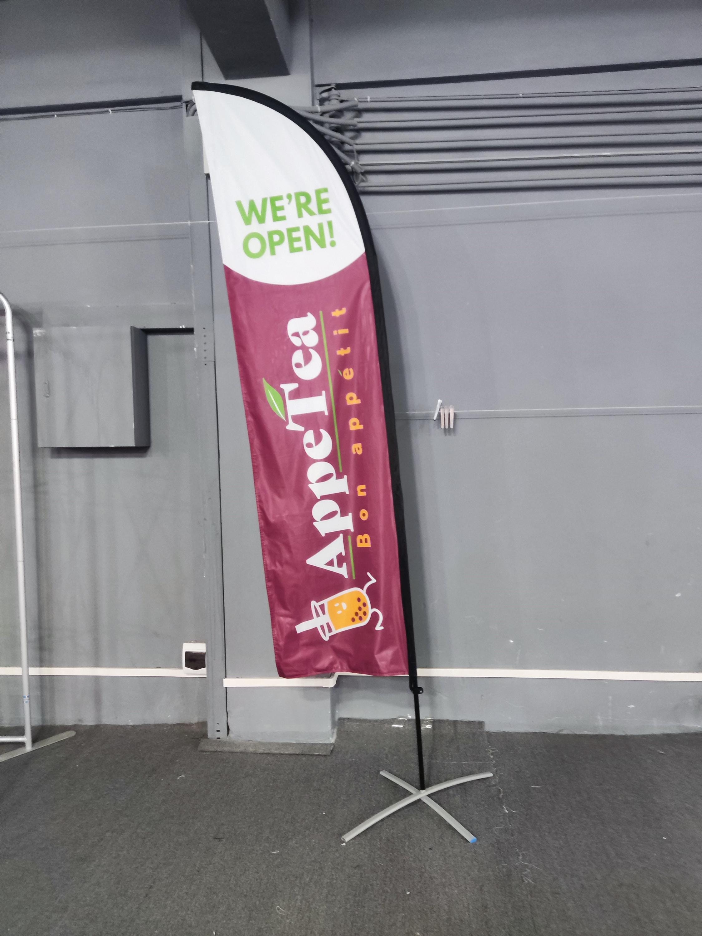 Individuelle Strandflagge Mit Eigenem Druck – Wählbare Größen Bis 80x410 Cm, Doppelseitig, Aus Polyester
