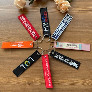 100PCS customized embroidery keychain, flight woven keychain, double-sided personalized logo, Motorbike accessories,Luggage tags, carabiners