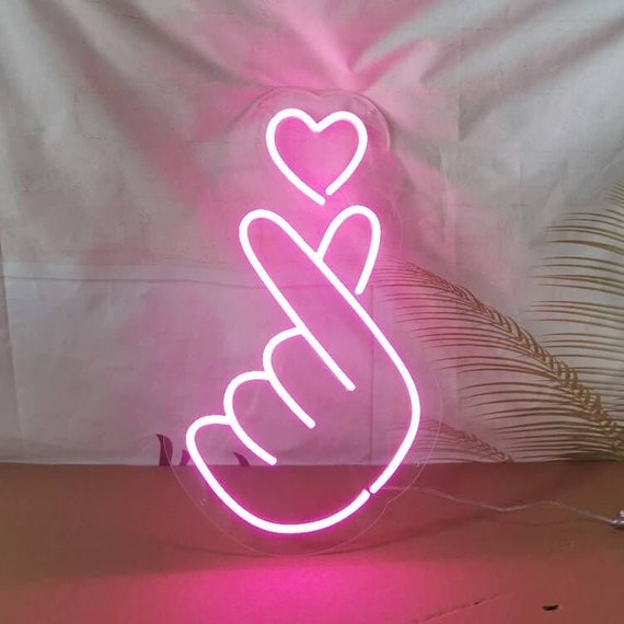 Mini Finger Heart Neon Sign Custom Neon Sign Led Neon Light | Etsy