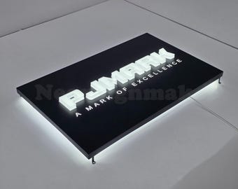 Custom Metal Backlit Light Box Sign, Halo Lit LED Storefront Logo Sign, Illuminated Wall Mounted Sign