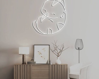 Süße Katze Neon-Schild / Individuelles Neon-Schild / Neon-Schild / Tier Leuchtreklame / Katze Neon-Schild / Neonlicht / Wand-Dekor / Schlafzimmer-Dekor / Wand-Schild
