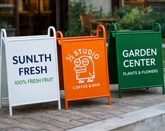 Metal A-Frame Storefront Welcome Sign 70x50cm, Custom Standing Sign Board, Double Sided Event Sidewalk Display