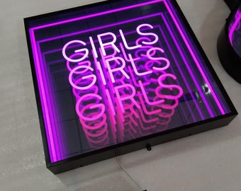 Custom Infinity Mirror 3D Neon LED Sign, Multi Color LED Track Channel Letters , Infinity Mirror Neon Sign for Business