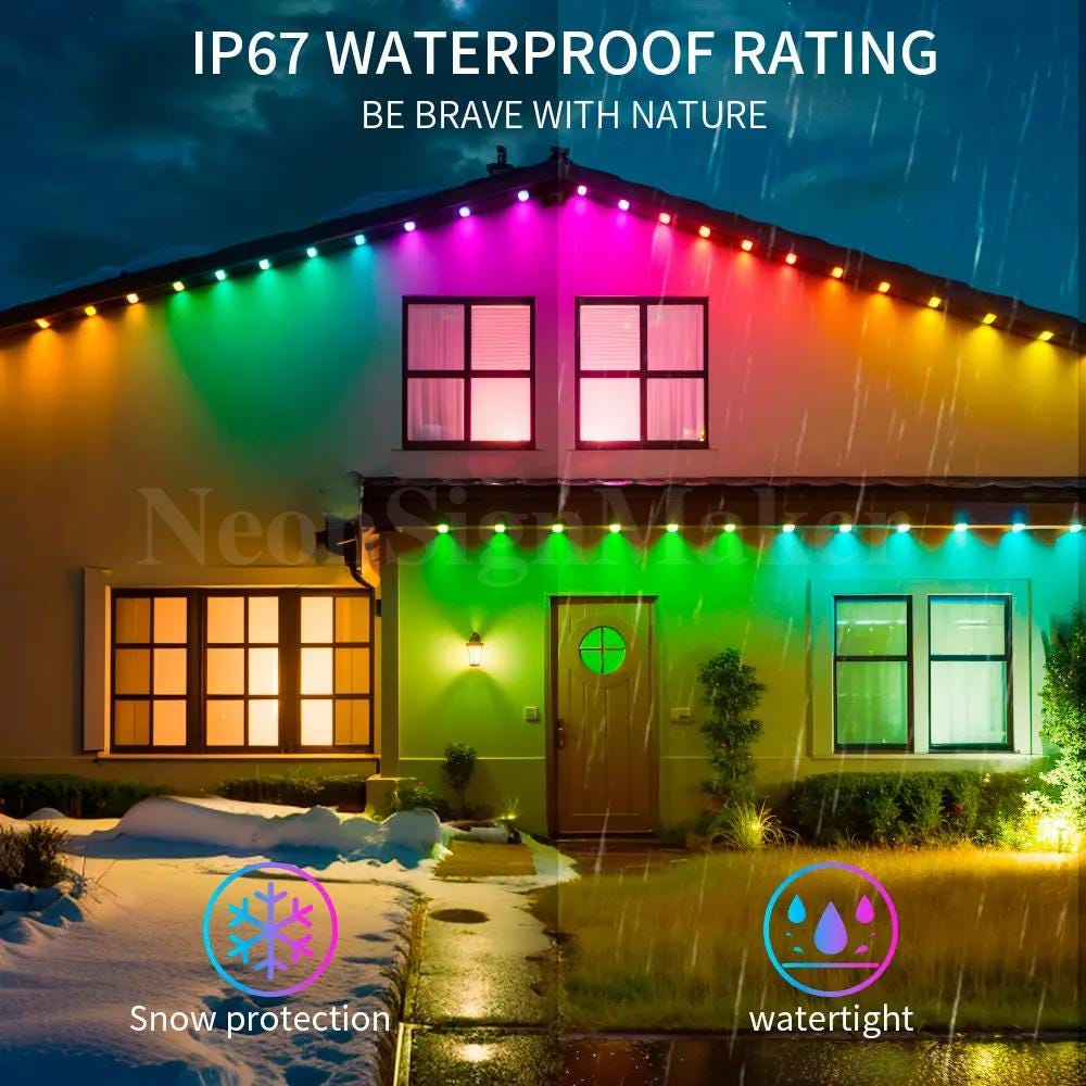 Christmas Decoration Smart Permanent Outdoor Lights, RGB Waterproof ...