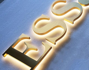Custom Backlit Sign, Metal Logo sign, 3D Logo Backlit Letters for Business & Storefront
