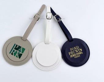 Custom Round PU Leather Luggage Tag, Anti-lost Travel Boarding Pass, Personalized Name Tag
