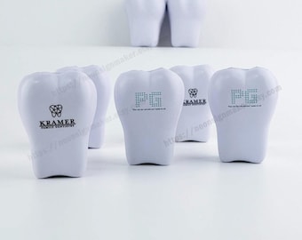 Custom Tooth-Shaped Stress Ball — Personalized Logo Printed PU Foam Stress Toy