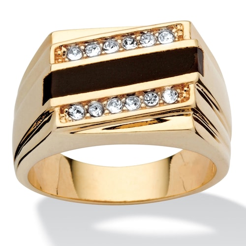 Fancy Cut Black Onyx Mens Ring Accent Moissanite Male Wedding Etsy