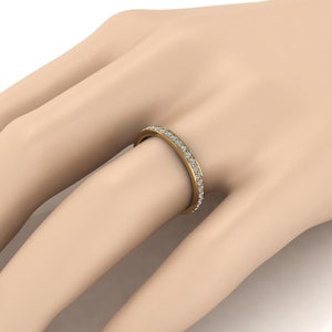 Natural Moissanite Women&#39;s Wedding Band, Round Cut Moissanite Full Eternity Engagement Ring, Solid Gold And 925 Silver Promise Band para ella