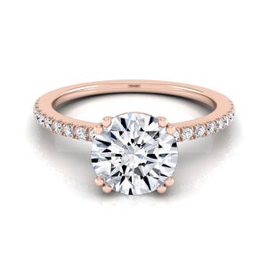 Womens Moissanite Ring, Art Deco Engagement Ring, Solitaire accent Moissanite Wedding Ring, 925 Silver / Solid Gold Promise Ring For Her