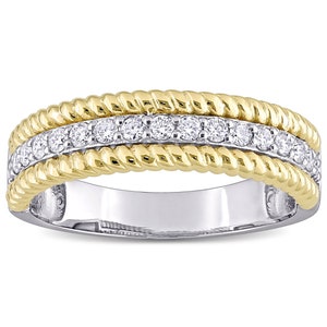 0.34 CT Moissanite Wedding Band, Two Tone Moissanite Half Eternity Engagement Ring, Solid Gold / Silver Banda personalizada de promesa de mujer