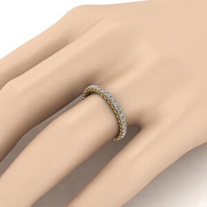 Womens Moissanite Wedding Band, Round Cut Moissanite Full Eternity Engagement Ring, Solid Gold And Silver Vintage Promise Band, Gift for her