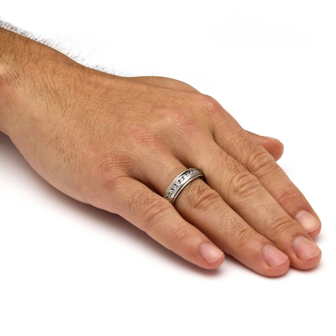 Mens Lab Diamond Ring Men's Full Eternity Wedding Band Etsy