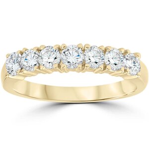 1.19 CT Moissanite Wedding Band, Round Cut Moissanite Half Eternity Engagement Ring, Solid Gold / Silver Banda personalizada de promesa de mujer