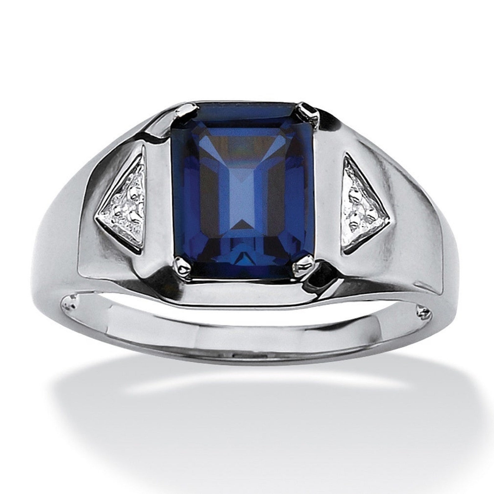 3 CT Emerald Cut Blue Sapphire Men's Unique Wedding Ring - Etsy