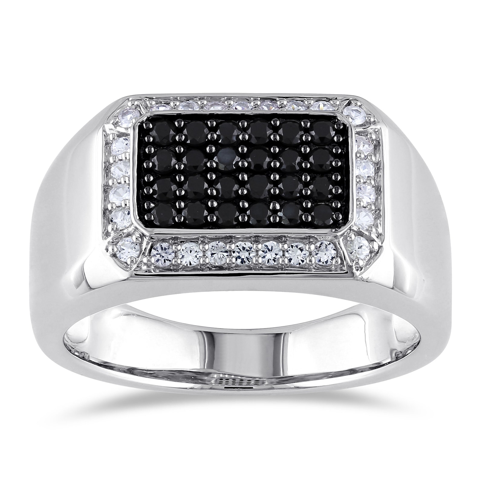 Mens Black Onyx Ring, Accent Moissanite Men Unique Wedding Ring, Minimalist Male Anniversary