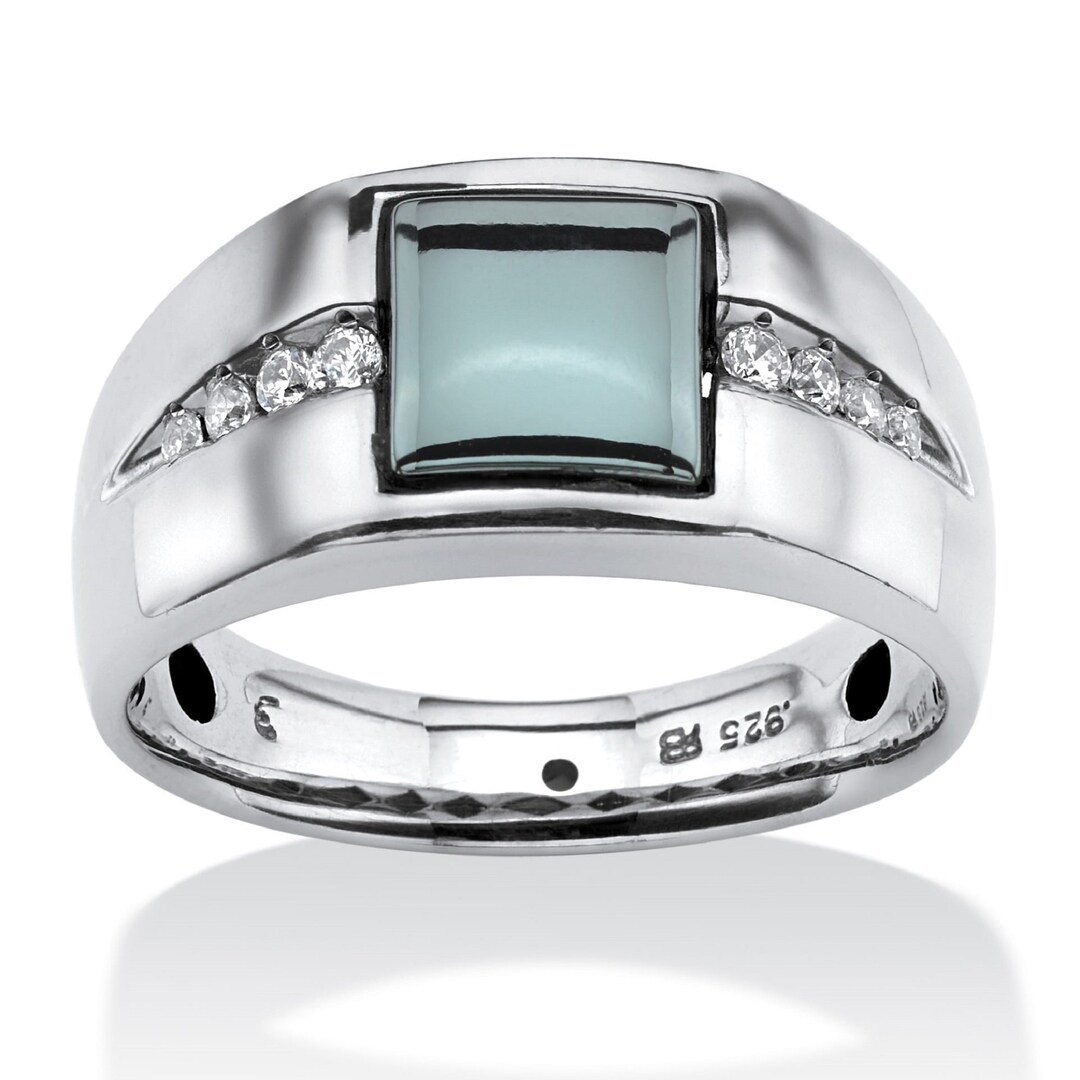 Mens Hematite Ring, 0.30 CT Princess Cut Hematite Wedding Ring, Accent ...