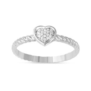 Womens Heart Shape Moissanite Ring, Round Cut Natural Moissanite Engagement Ring, Multi Stone Unique Wedding Ring, Solid Gold Promise Ring