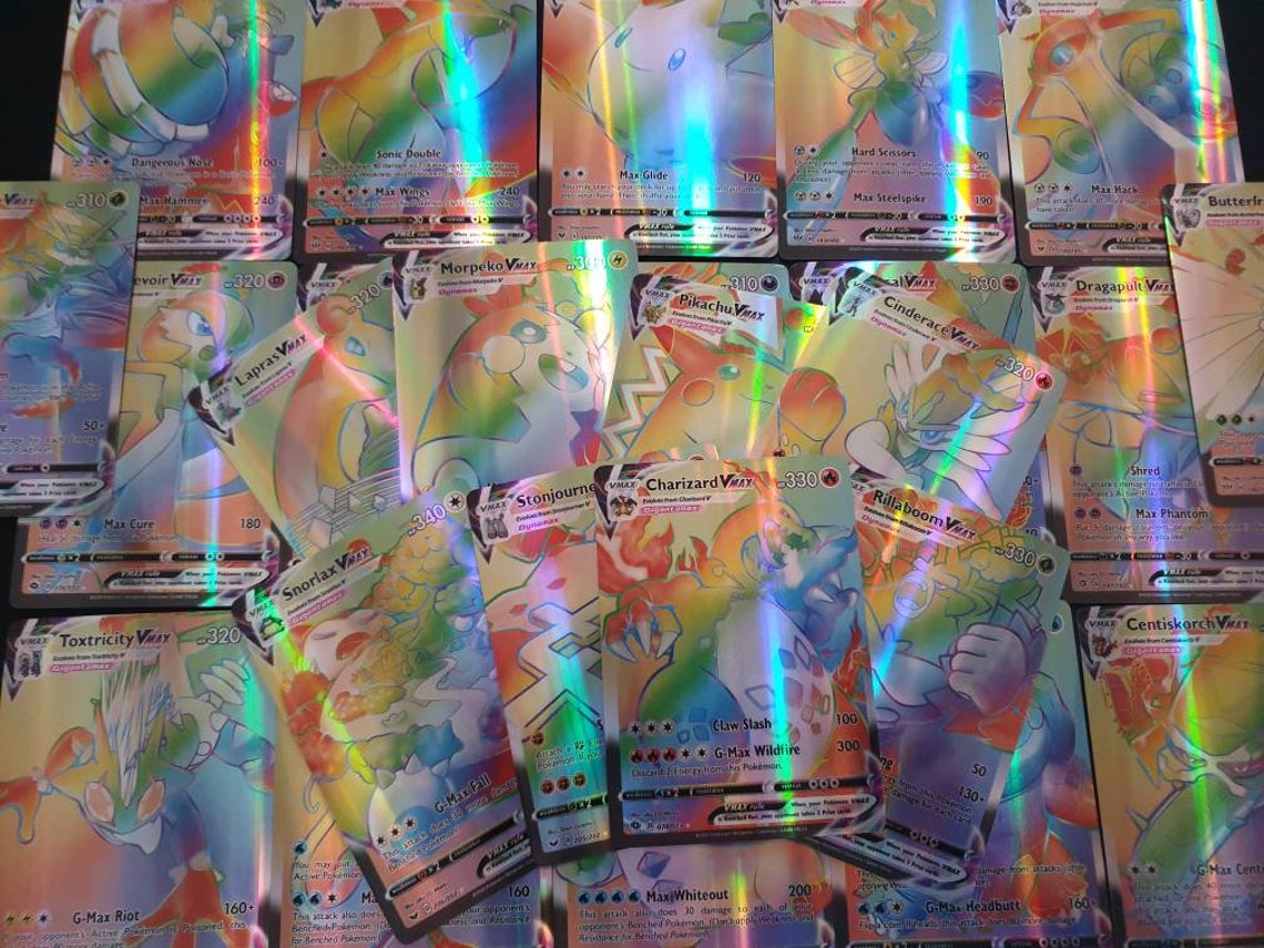 Pokemon Cards 5 RAINBOW RARE VMAX bundle proxy Etsy