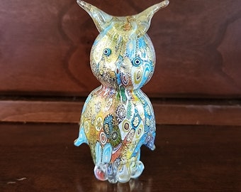 ヴィンテージ 1990 年代 ムラーノ イタリア フクロウの置物 ブルー