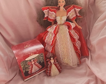 Vintage Collectible Holiday Barbie and Hallmark Keepsake Holiday Barbie Ornament