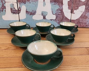 Stoneware Coffee/Cappuccino Cups and Saucers Set