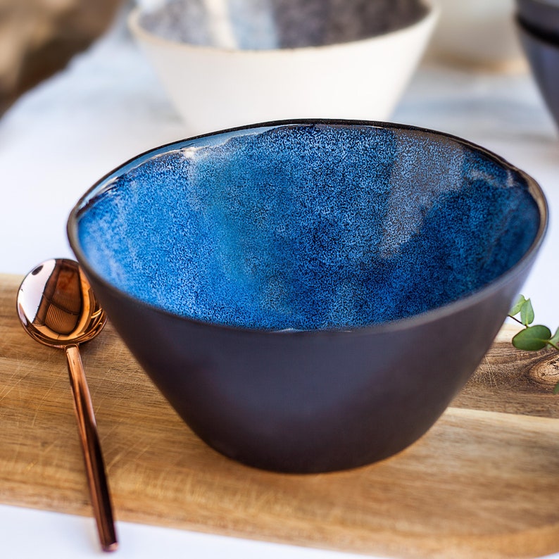Ramen Bowls aus Keramik in dunkelblau 1000ml 2 Schalen Bild 1